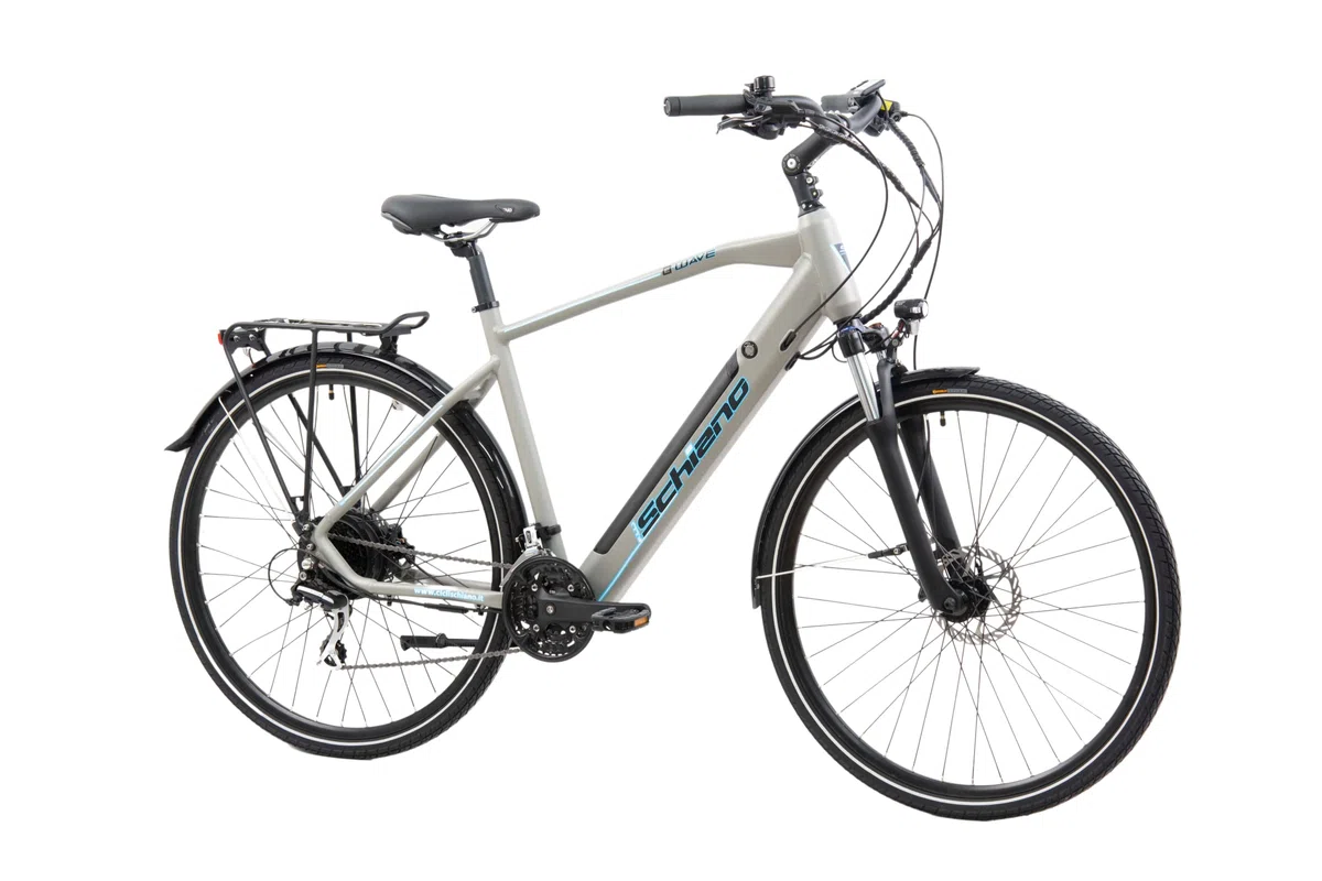 F.lli Schiano E-Bike Herren 28 Zoll, 418Wh Abnehmbarer Akku, 50Nm Motor, Shimano 21-Gang, Hydraulische Scheibenbremsen, E-Wave Grau