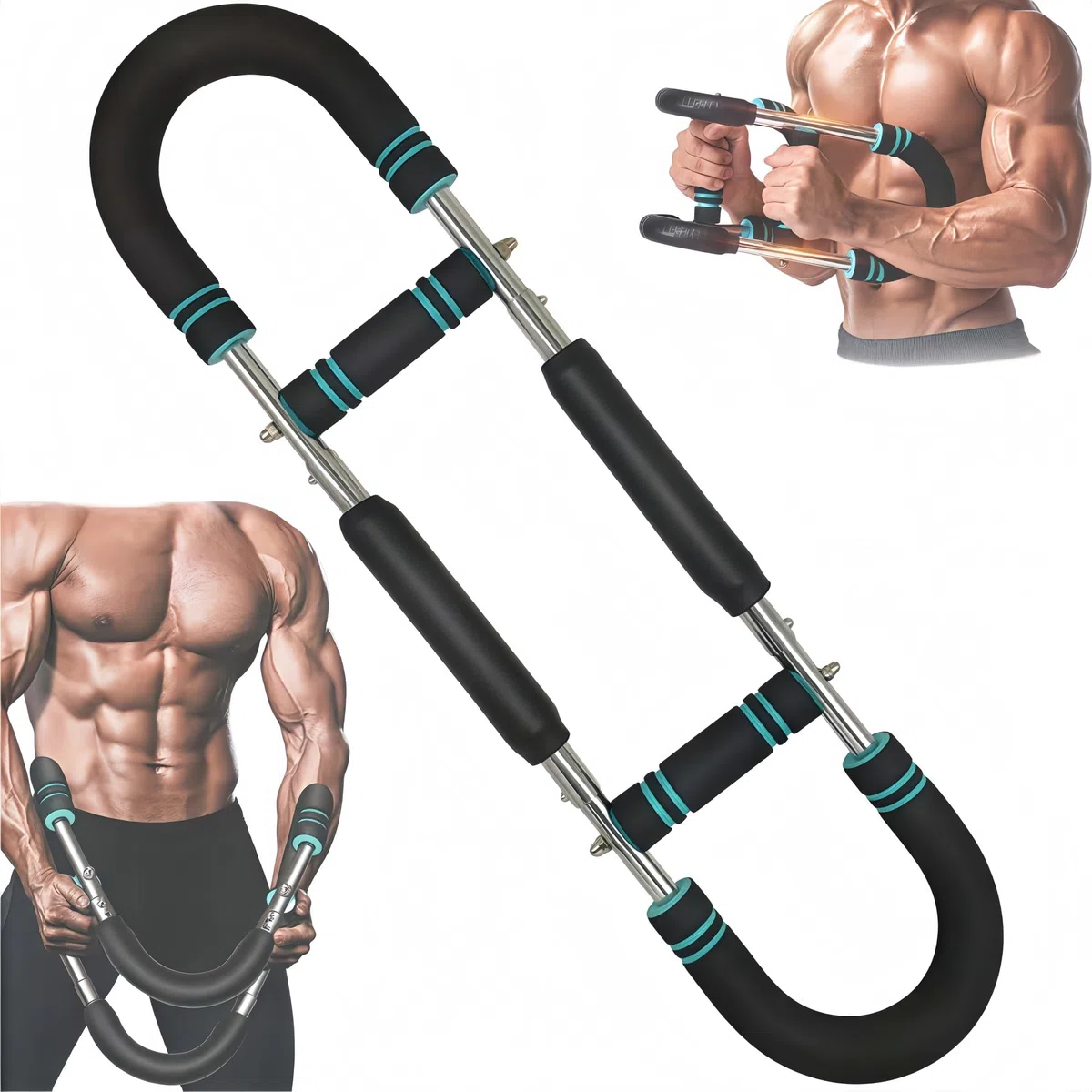 Tragbarer Federwiderstand für zu Hause, Verstellbarer Unterarmtrainer, Twister-Armtrainer, Armtrainer für Männer, Armtrainingsgerät, Brusttrainingsgerät, für Anfänger bis Sportler (blau)