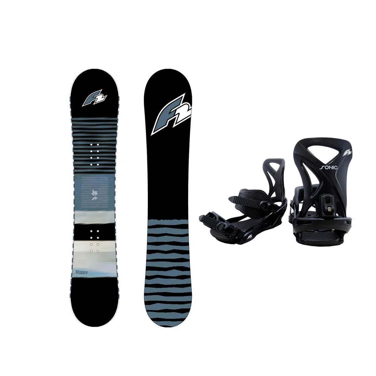 F2 Set Snowboard Reverse Blau + Sonic Pro Bindung Größen wählbar