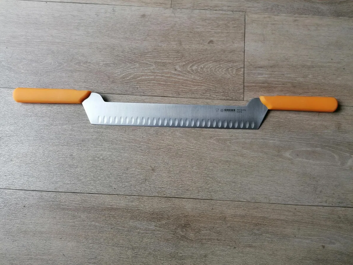 Giesser Johannes Messerfabrik - Made in Germany - Käsemesser Kullenschliff Doppelgriff, Gelb, 30 cm