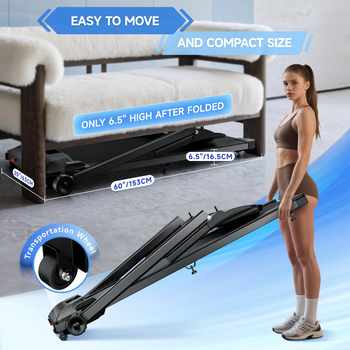 Laufband für Zuhause Klappbar Laufbänder Profi- 12 km/h Elektrisches Treadmill Laufpad 2.5HP Foldable Schreibtisch Tretmühle Klappbares Walking Pad mit LED-Anzeige für Home Haus und Büro Avnbdao