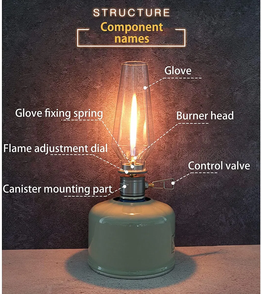 Campingmoon Kernlose Kerzenlichtvergaserung Zelt Gaslampe Atmosphäre Camping Gaslaterne Mit Hölzernen Laternenkoffer T-1