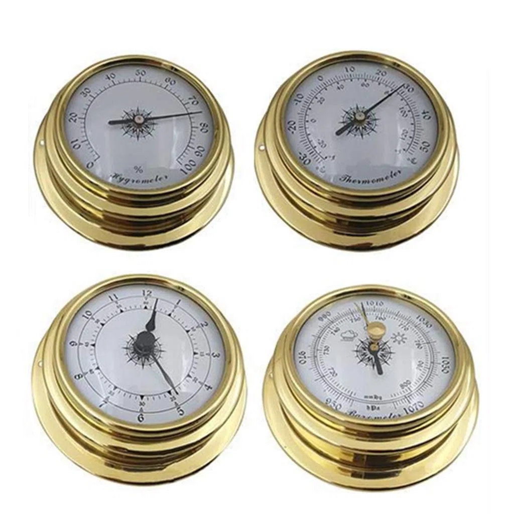 4 Zoll 4 PCS/Set Thermometer Hygrometer Barometer Uhren Uhr Kupfer für Shell Marine für Smart Hygrometer Thermometer