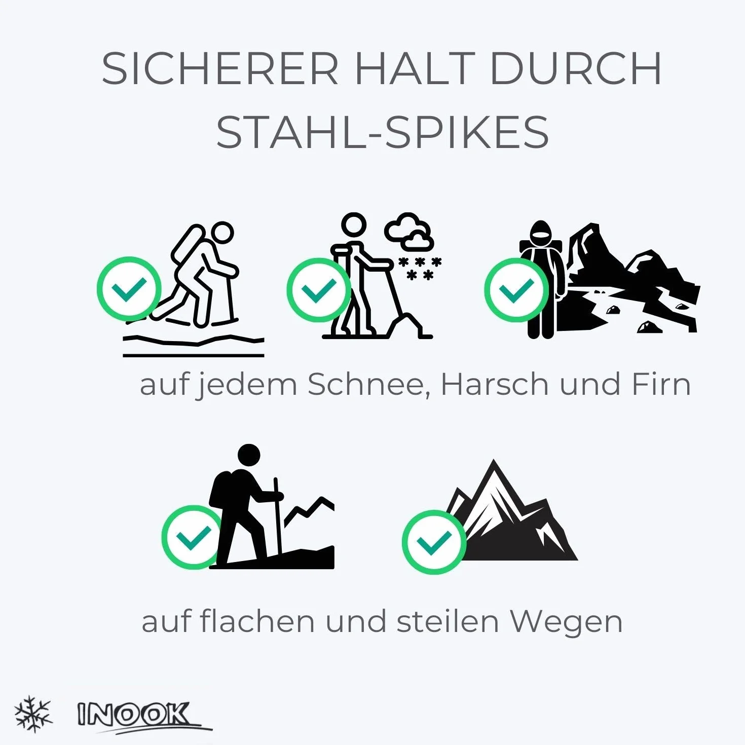 Inook Alpin OXM Schneeschuhe Steighilfe, Herren & Damen, Automatik-Steighilfe, Individuell größenverstellbar, Patentierte Funktionen