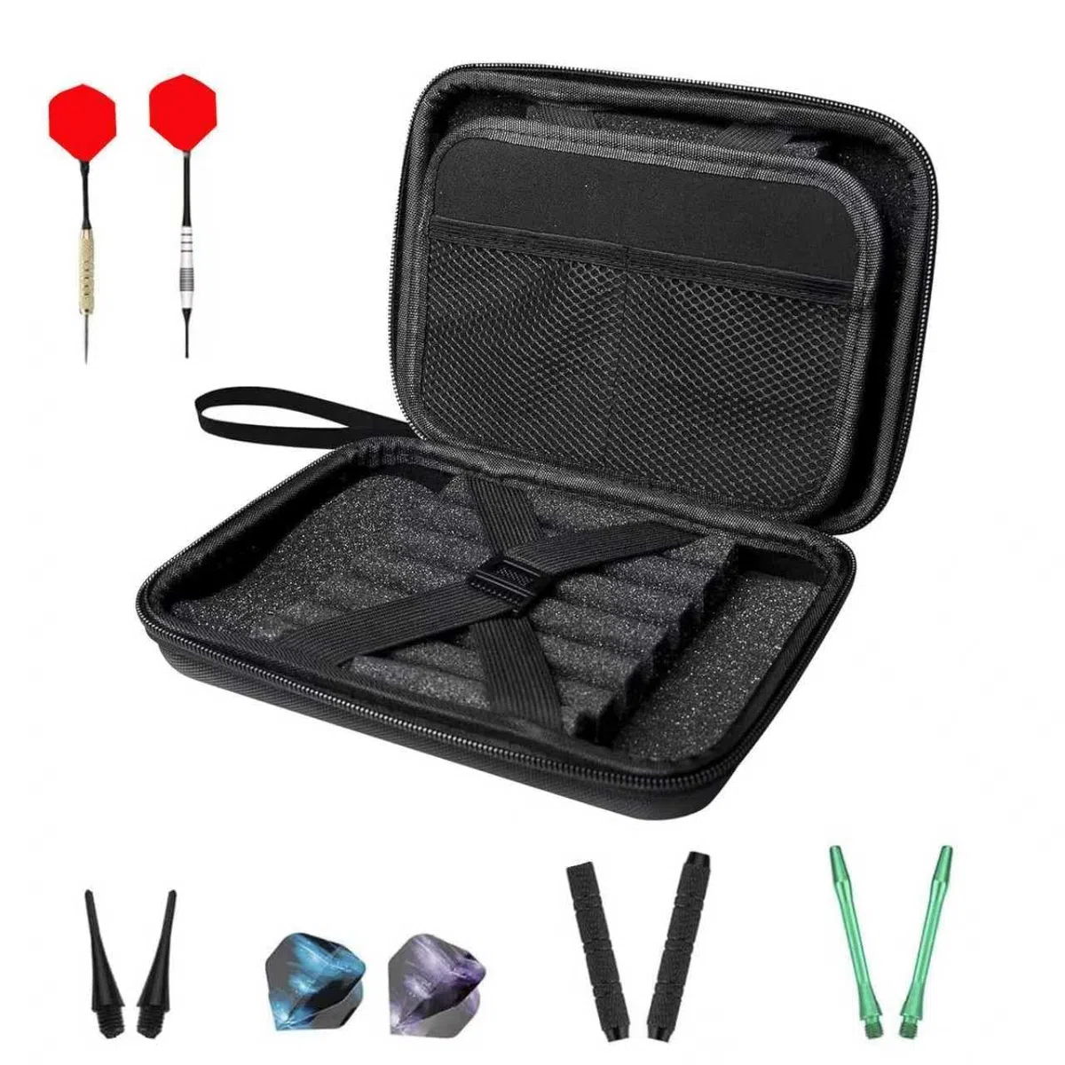 Darttasche,Dart Case,Dartt Etui Schwarz,FüR 12 Darts Professioneller Dartkoffer Mit Eva-Schutz & Traggriff, Portable FüR Dart Zubehör