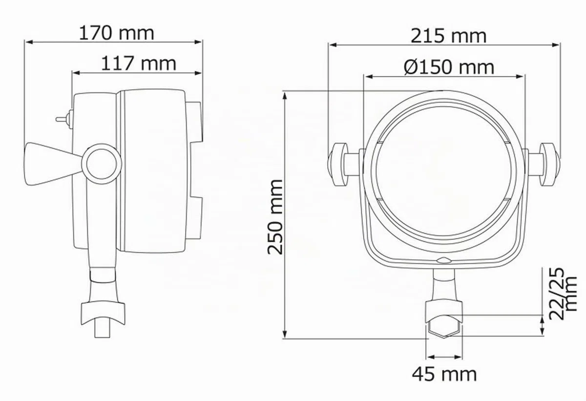 Osculati Night Eye Scheinwerfer, Messing verchromt 12 V