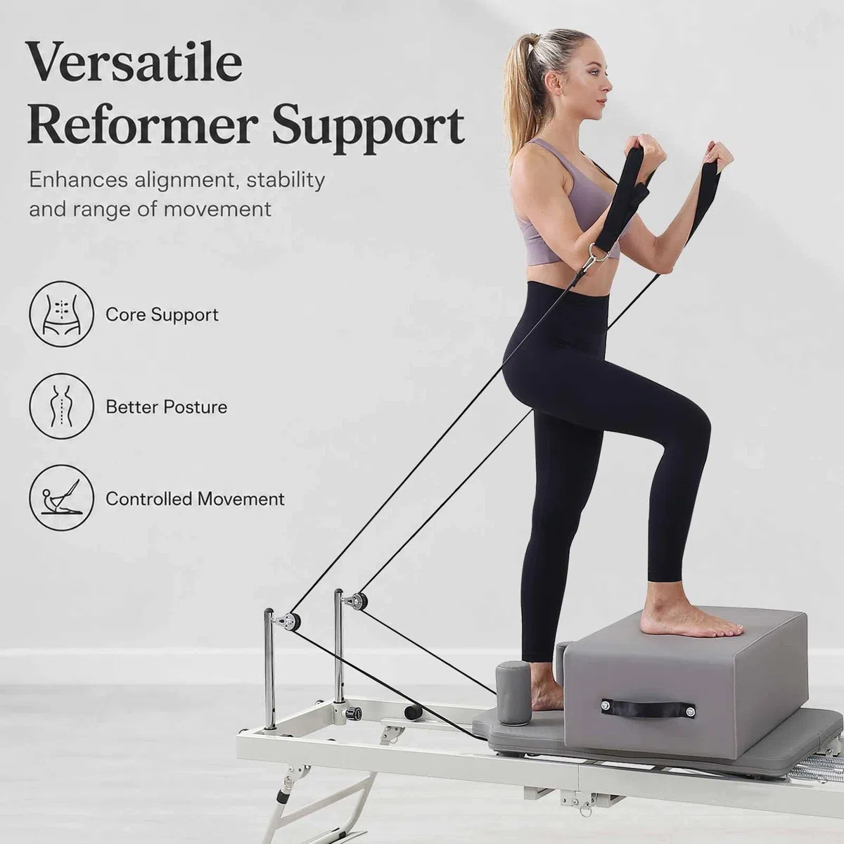 Pilates-Sitzbox für Reformer – Zubehör für Übungen im Sitzen, Knien und in Bauchlage sowie für Rumpf- und Dehnübungen (geeignet für Heimtraining und Studio)