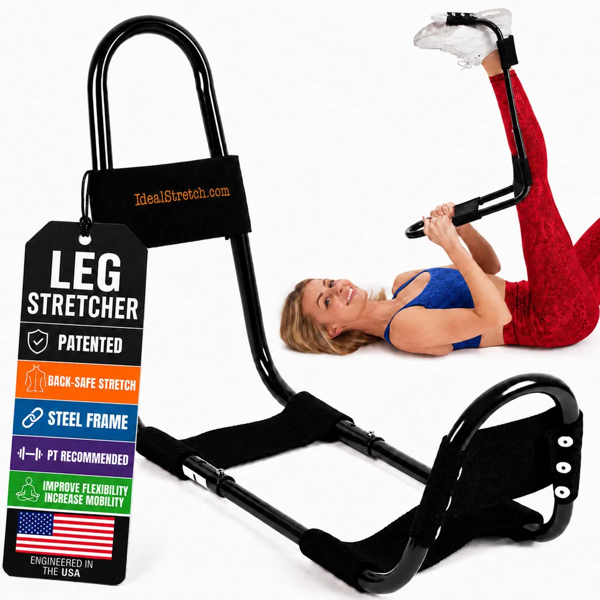 IdealStretch Original Hamstring Stretcher Device - Hamstring & Calf Stretcher Reduces Pain & Provides Deep Knee Stretch