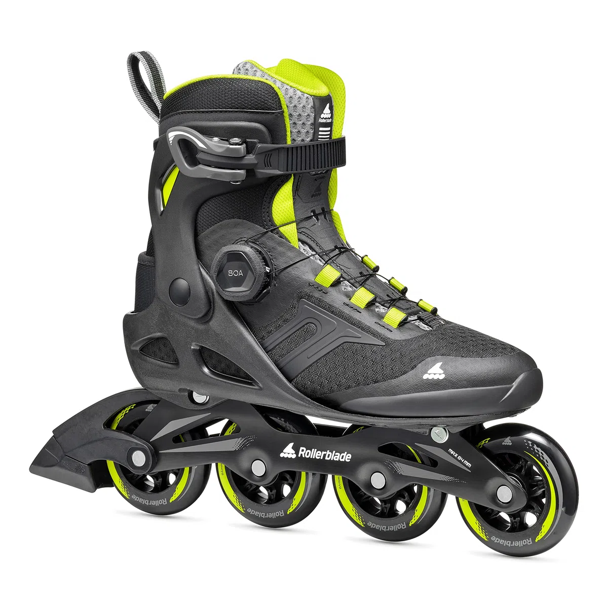 Rollerblade MACROBLADE 84 BOA, Inline-Skates für Männer, Fitness Inliner, Schwarz/Lime