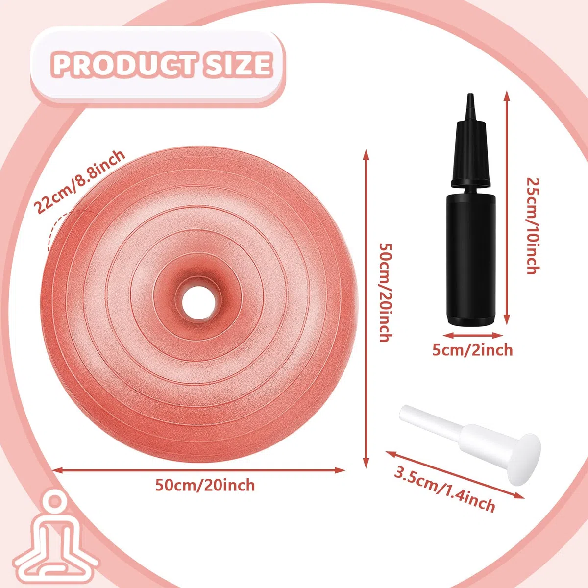Lewtemi Flexible Sitzgelegenheiten für Klassenzimmer, elementar, aufgeblasen, Wackelstuhl für sensorische Kinder, 50,8 cm, Yoga-Ballstühle, große Donut-Ballsitze mit Inflator für Klassenzimmer, Büro