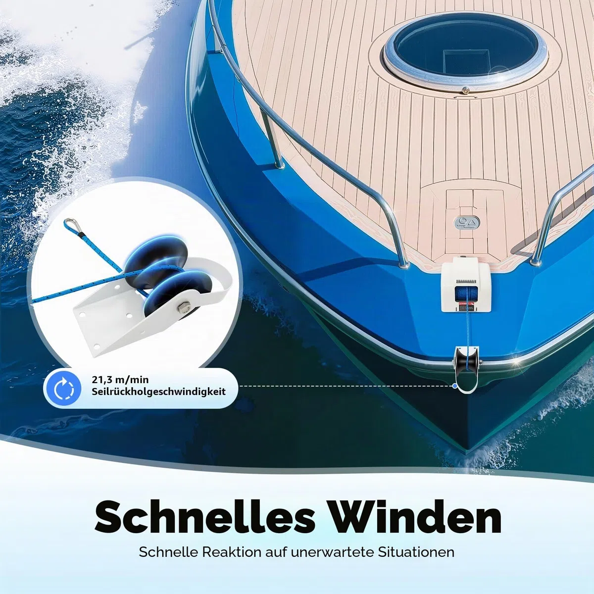 Elektrische Ankerwinde Seilwinde für Boote mit drahtloser Fernbedienung Marine Salzwasser 25LBS Elektrische Ankerwinde 30M 12V weiß Salzwasser für Anker bis 20KG
