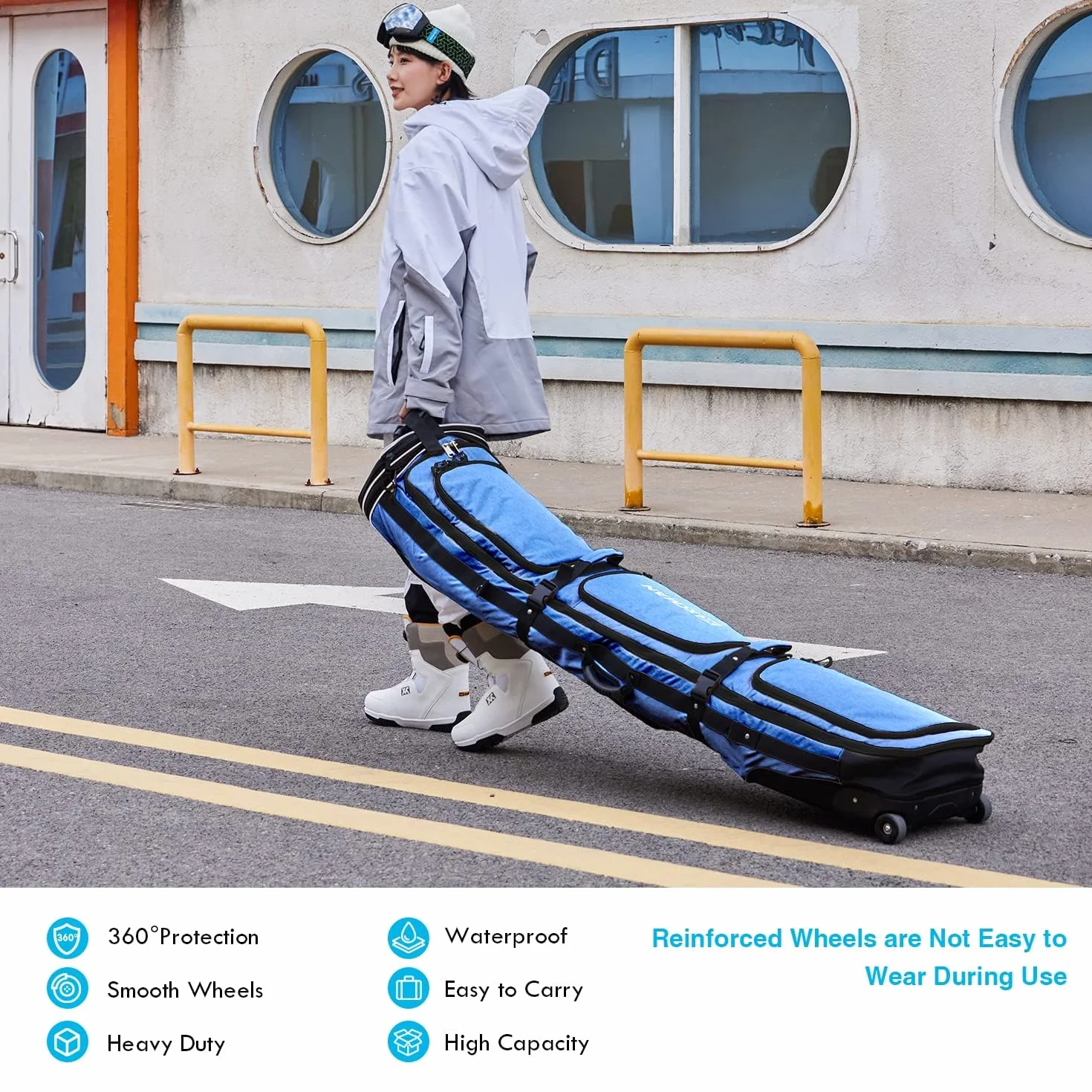 XCMAN Roller Snowboardtasche mit Rollen, verstellbare Länge Snowboard-Tasche Für -Skitrage-Rucksack Flugreisen geeignet