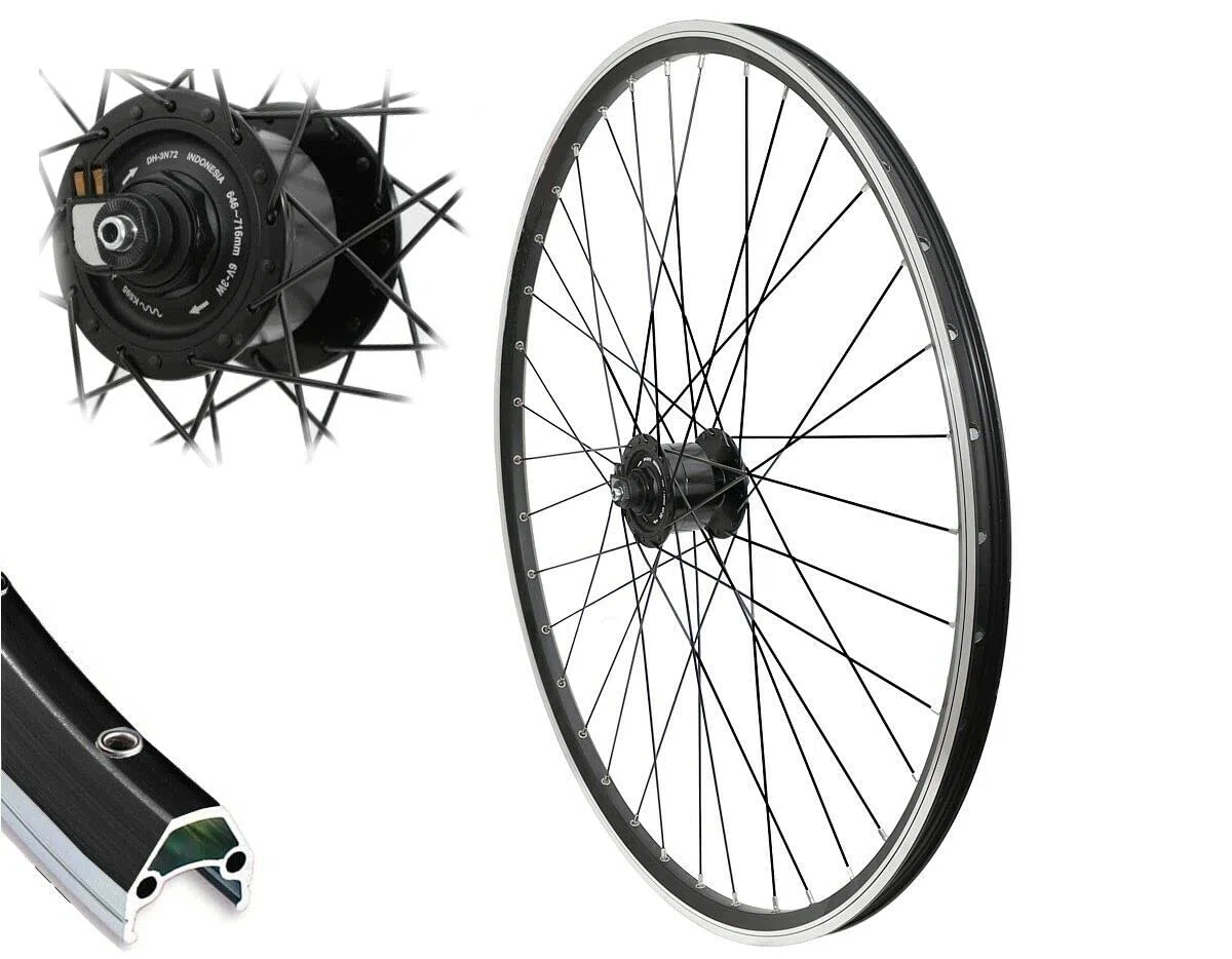 28 Zoll Vorderrad Cut19 schwarz Shimano Nabendynamo DH-3N72 schwarz 622-19