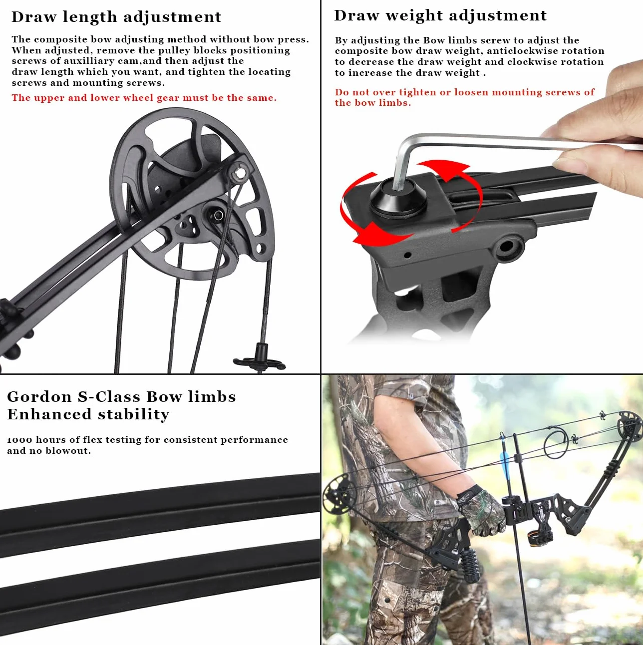 Bogenschießen CompoundBogen Set, Jagd & Targeting, 20-70lbs einstellbar, IBO 320FPS, 34" Erwachsene Bogen, Jagdbogen
