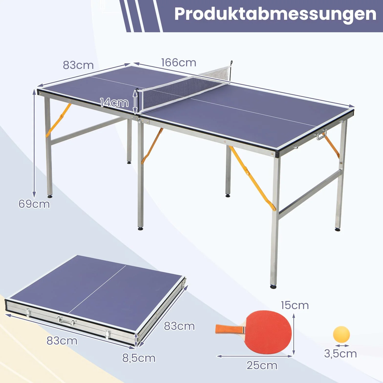 GOPLUS Tischtennisplatte klappbar, Tischtennistisch wetterfest mit Griff | Tischtennis Set mit Netz, 2 Schlägern & 3 Bällen, Ping Pong Tisch für Kinder & Erwachsene, für Indoor & Outdoor