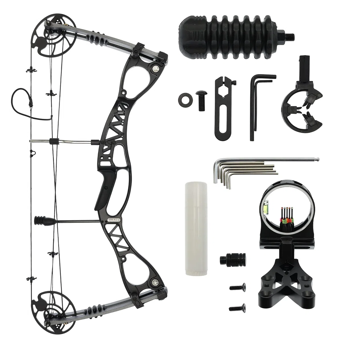 Drake Pathfinder Starter Compoundbogen Set RH 40–65 lbs einstellbar 320fps | Bogenschießen Kit mit Zubehör für Erwachsene Jugend Anfänger Jagdbogen