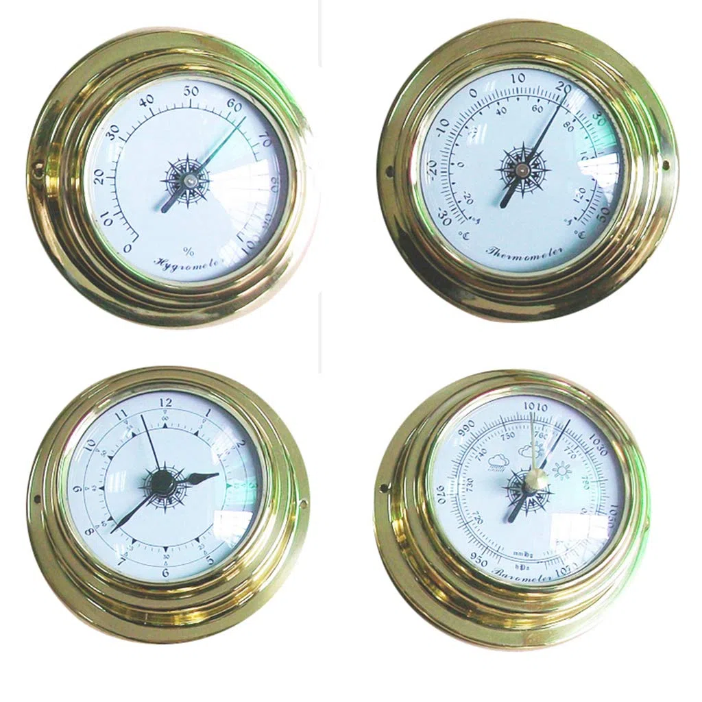 4 Zoll 4 PCS/Set Thermometer Hygrometer Barometer Uhren Uhr Kupfer für Shell Marine für Smart Hygrometer Thermometer