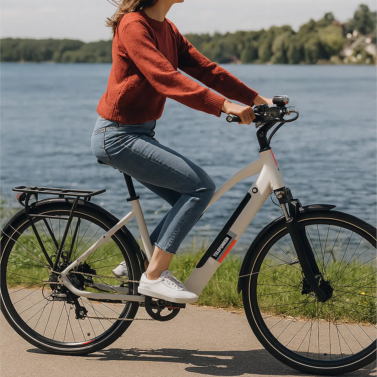 TELEFUNKEN E-Bike 28 Zoll Fahrrad | Trekking Pedelec mit 8-Gang Kettenschaltung & Scheibenbremsen | 250 W Heckmotor & integriertem 417,6 Wh Li-Ion-Akku | inkl. Panzerkabelschloss