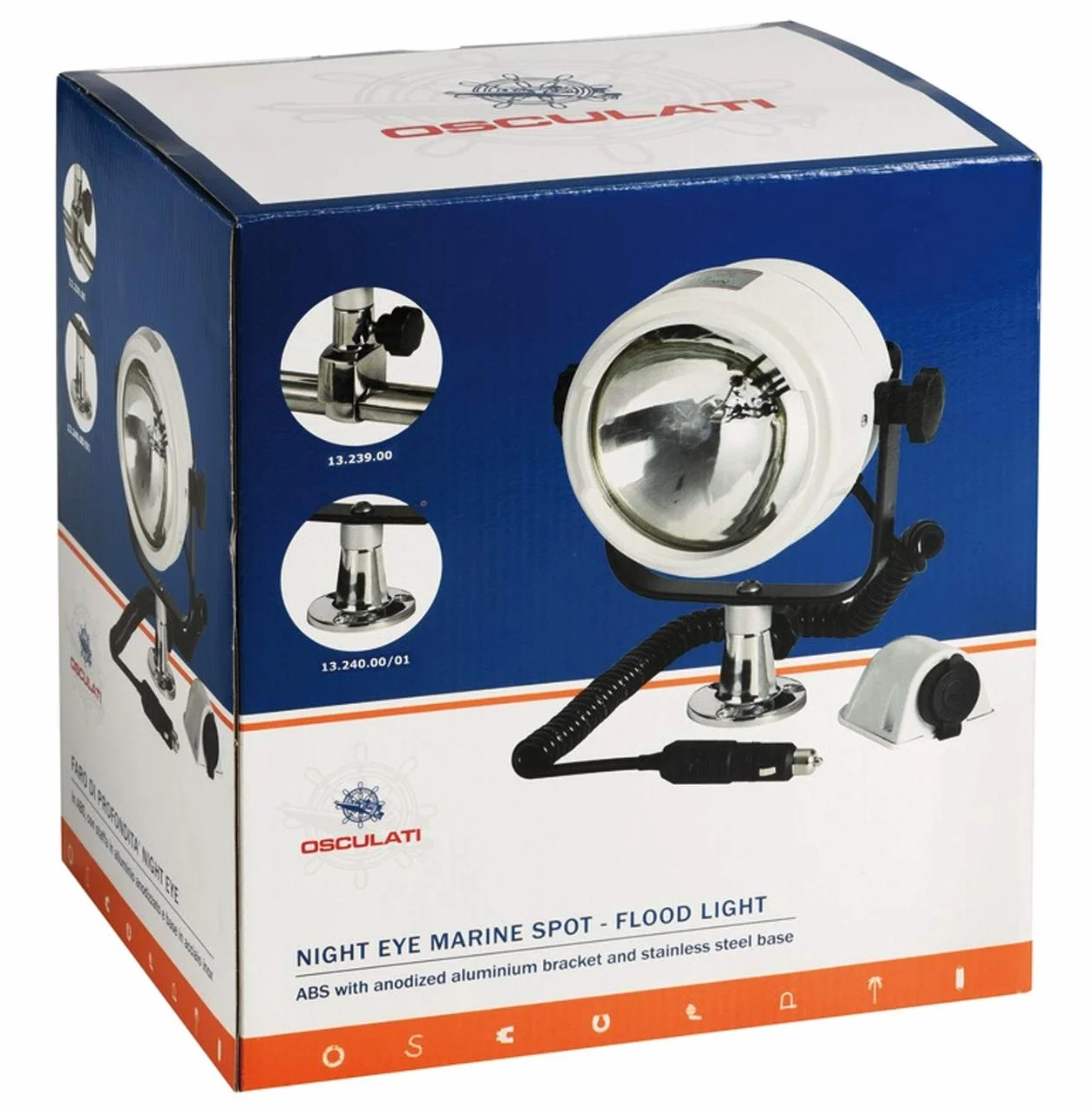 Osculati Night Eye Scheinwerfer, Messing verchromt 12 V