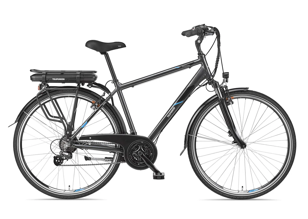 TELEFUNKEN E-Bike 28 Zoll für Damen & Herren | Trekking-Fahrrad mit 21-Gang Kettenschaltung | Elektrofahrrad mit 250W Hinterradmotor und Li-Ion-Akku | Pedelec mit V-Bremsen und LED-Beleuchtung