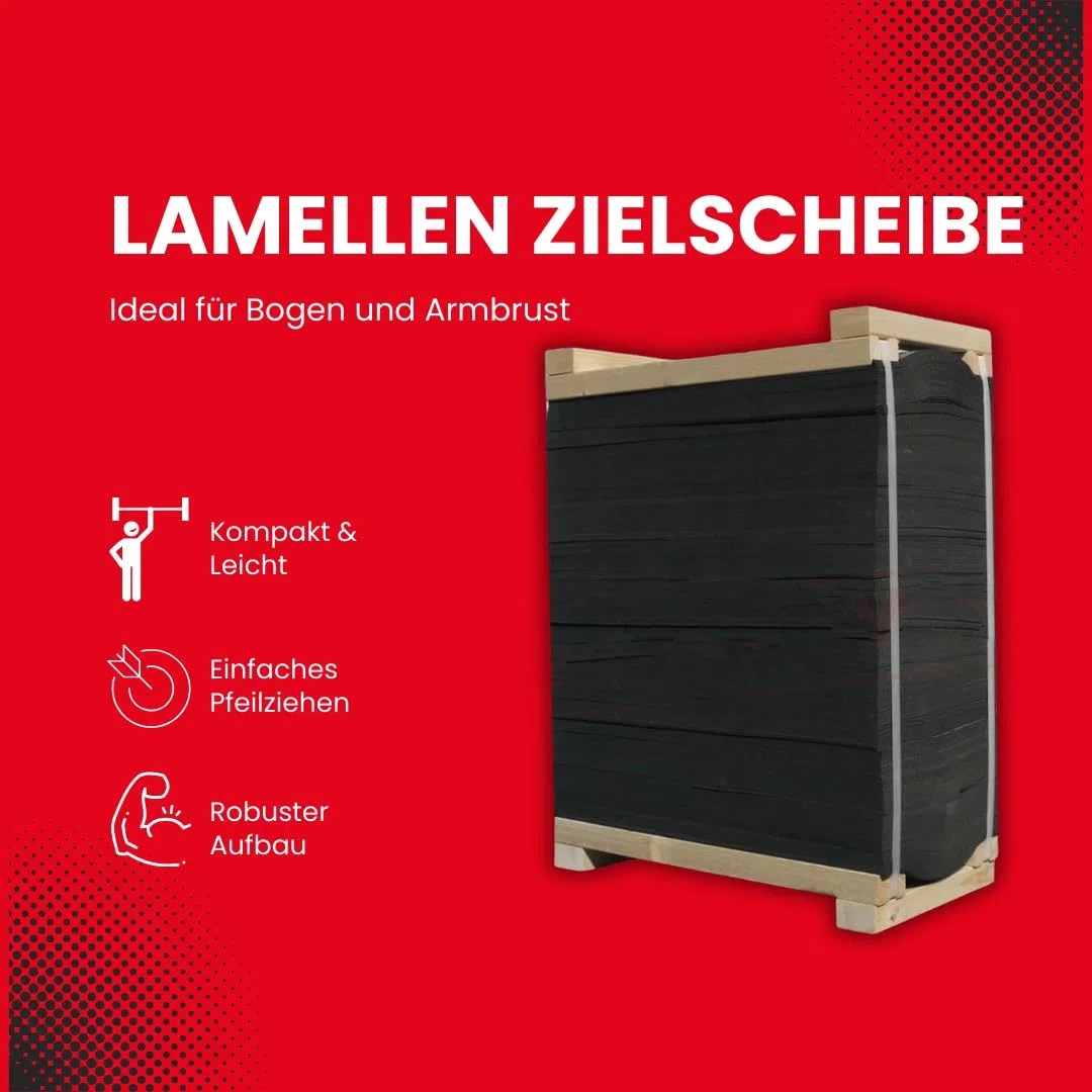 Target TECH Rhino Zielscheibe 60x60x30 cm [*] | Schaumscheibe mit Lamellen für Bogenschießen & Armbrust bis 225 lbs, selbststehend, pfeilschonend, robust